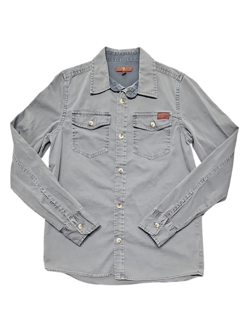 7 For All Mankind Kids Gray Button-Up Shirt Long Sleeve Size Medium